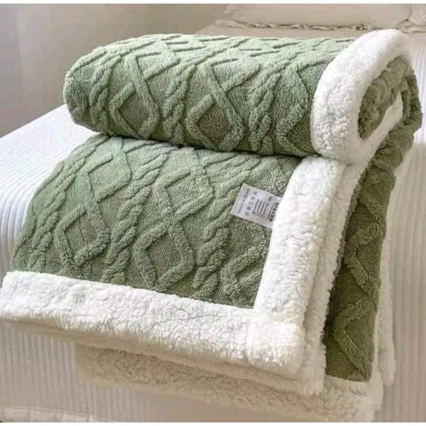 Patura Pufoasa Cocolino cu Blanita pentru pat dublu, cu Fermoar, Verde 